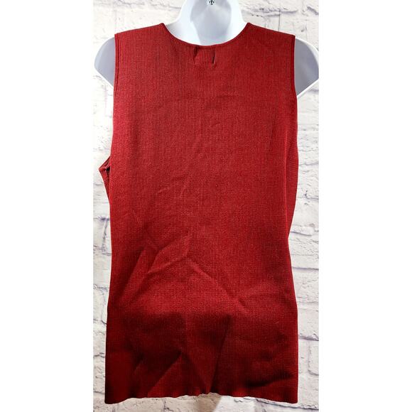 Ruby Rd. Burgundy Ribbed Tank Beaded Bodice XL Lightweight Stretch Soft - Picture 4 of 5